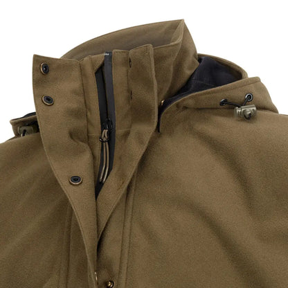 Close-up of Hoggs of Fife Torness Trilaminate Waterproof Smock with high collar and zipper