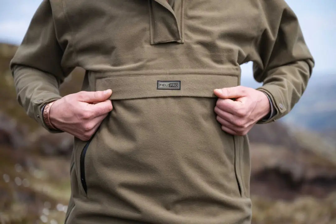 Khaki Hoggs of Fife Torness Trilaminate Waterproof Smock with half-zip and adjustable hem