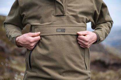 Khaki Hoggs of Fife Torness Trilaminate Waterproof Smock with half-zip and adjustable hem