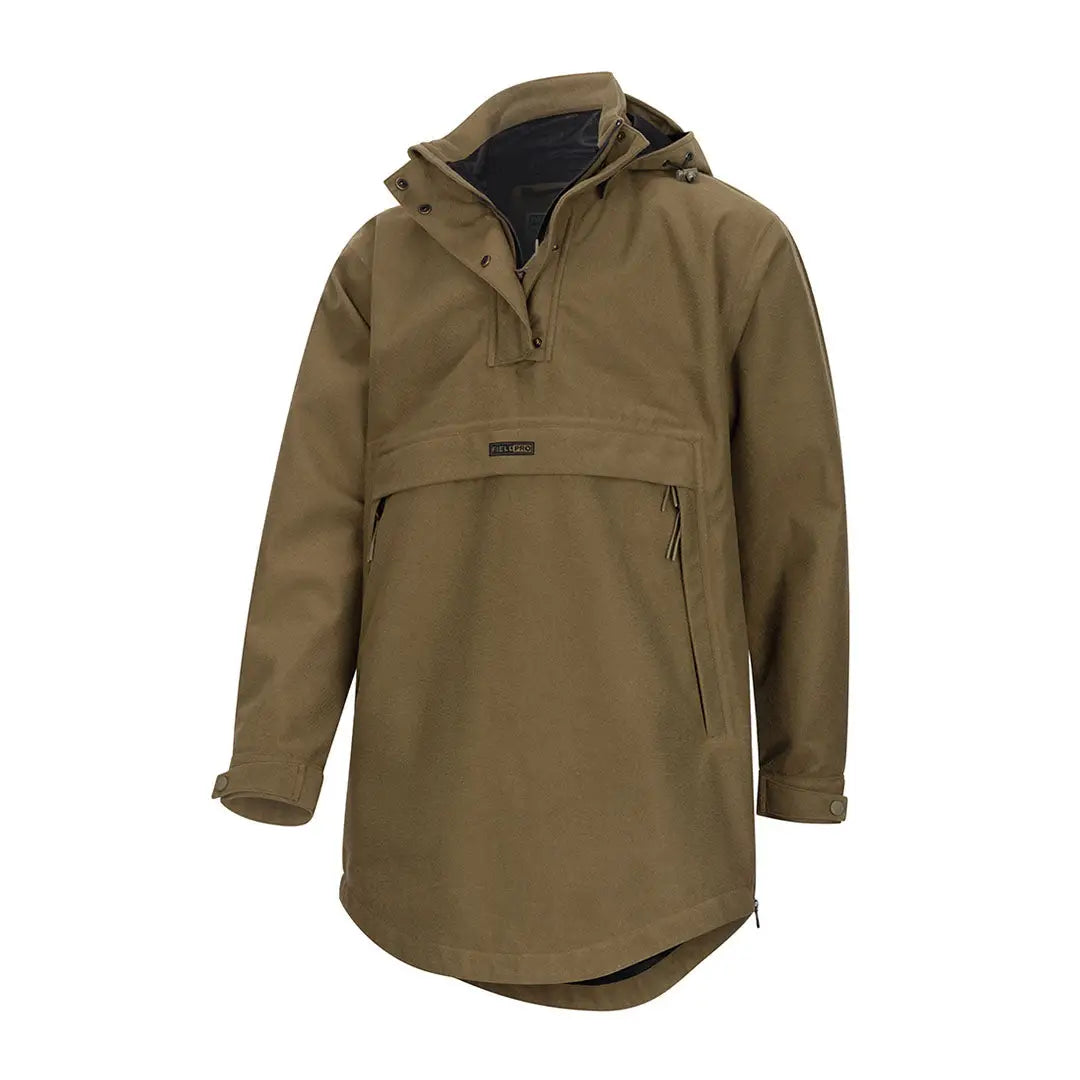 Olive green Hoggs of Fife Torness Trilaminate Waterproof Smock with hood and large front pocket