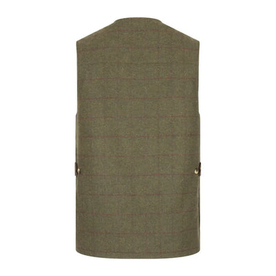 Olive green utility vest with pockets from Hoggs of Fife Tummel Tweed Field collection