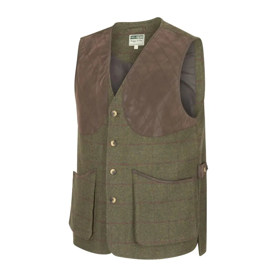 Hoggs Of Fife Padded Waxed Waistcoat Olive Brown Hoggs Of Fife