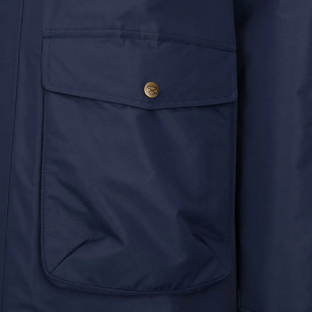 Navy blue Hoggs of Fife Walker men’s long coat with flap pocket for country clothing and hunting outdoors