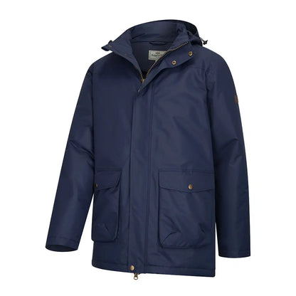 Men’s navy waterproof hunting jacket with four pockets, perfect for outdoors and country clothing
