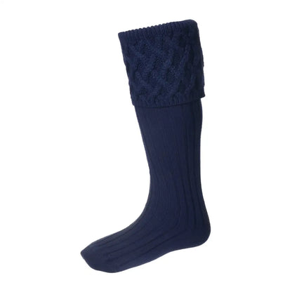 Navy blue Kilt hose from House of Cheviot Rannoch Socks made with comfy merino wool