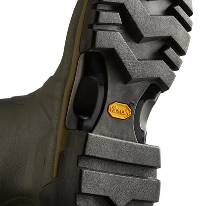 Green boot sole with Vibram logo on Hunter Balmoral Tall boots for outdoors and hunting