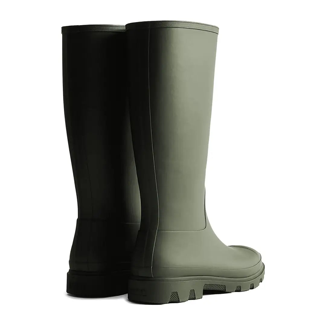 Two olive green Hunter Unisex Downpour Insulated Boots side by side