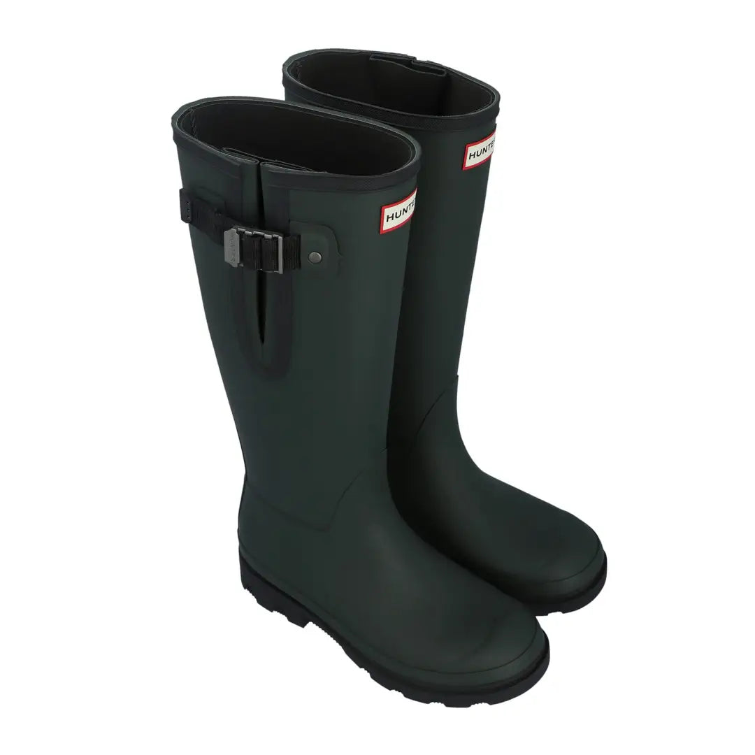 Dark green Hunter Unisex Field Downpour boots with neoprene lining for rain protection