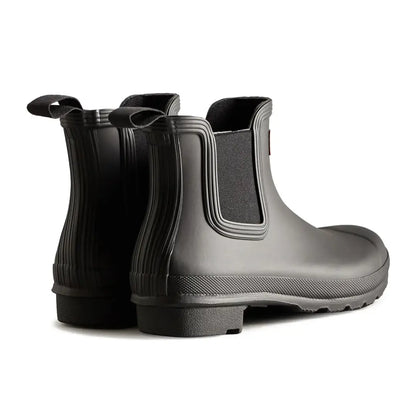 Matte black Hunter Womens Original Chelsea Boot for stylish rainy days