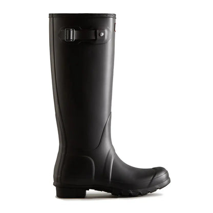 Black rubber rain boot from Hunter Womens Original Tall Boot, perfect for country clothing
