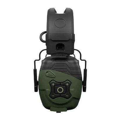 Green and black ISOTunes Sport Defy Tac Earmuffs with foam ear cushions for day long wear