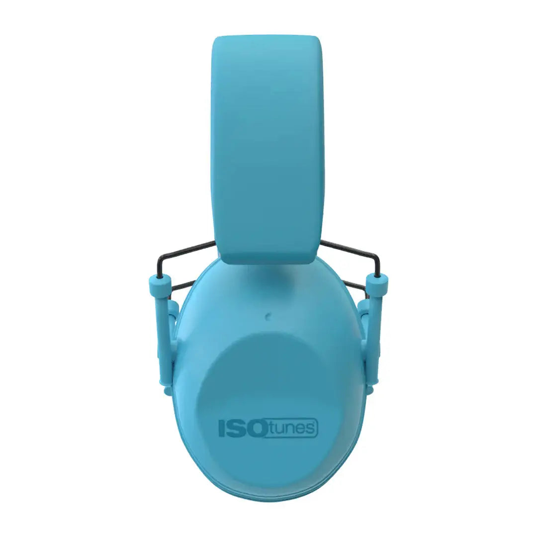 ISOTunes Sport Junior blue ear muffs with adjustable headband and foam padding