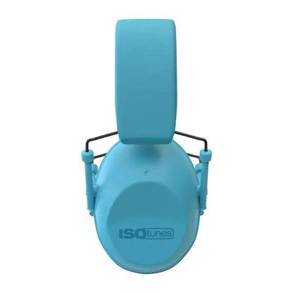 ISOTunes Sport Junior blue ear muffs with adjustable headband and foam padding