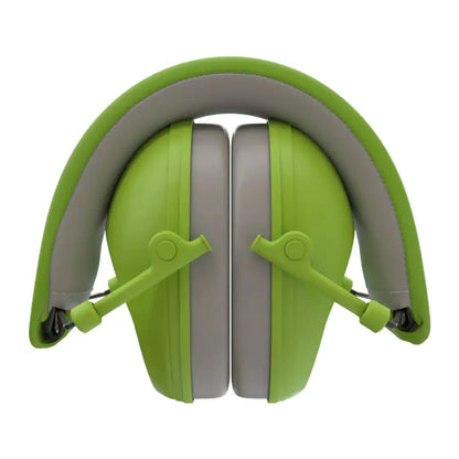 Lime green and gray ISOTunes Sport Junior ear defenders with adjustable straps
