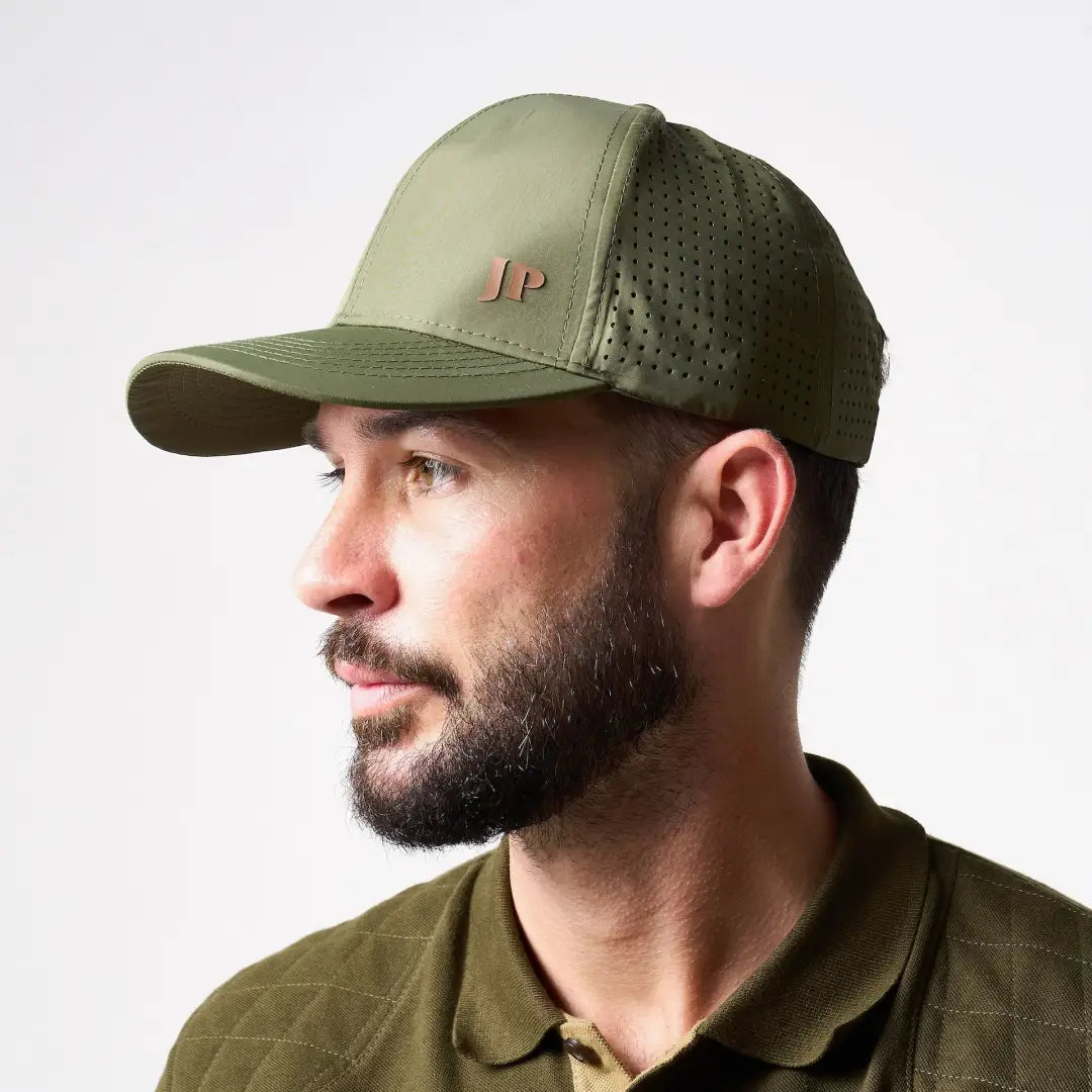 Jack Pyke Airflow baseball cap in olive green with mesh panels and jp logo