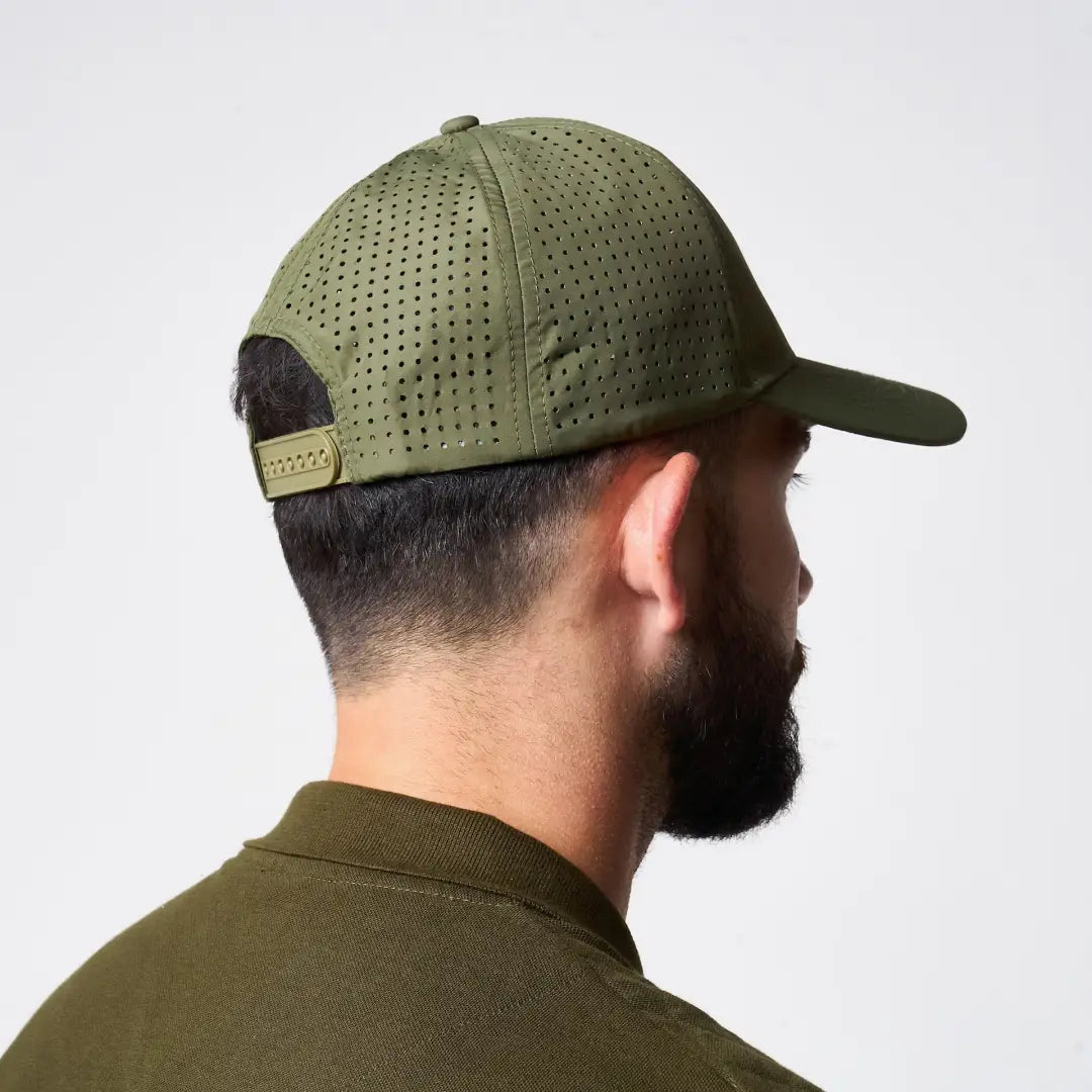 Olive green Jack Pyke Airflow baseball cap with perforated design