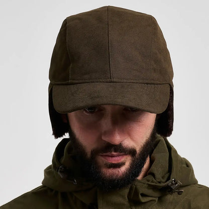 Cozy Jack Pyke Alaska hat in olive green wool with ear flaps