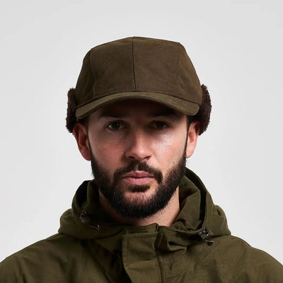 Olive green woolen Jack Pyke Alaska Hat with plush ear flaps