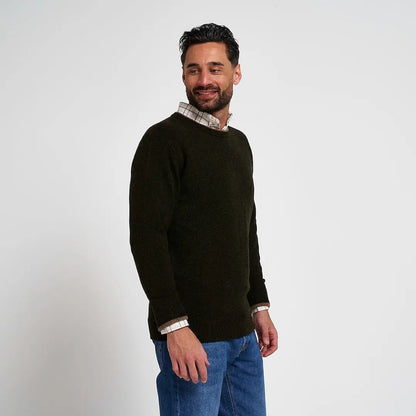 Jack Pyke Ashcombe dark olive green lambswool crewneck pullover