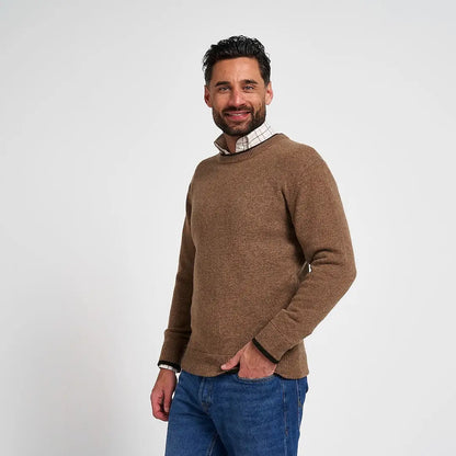 Jack Pyke Ashcombe lambswool crewknit pullover in warm brown knit