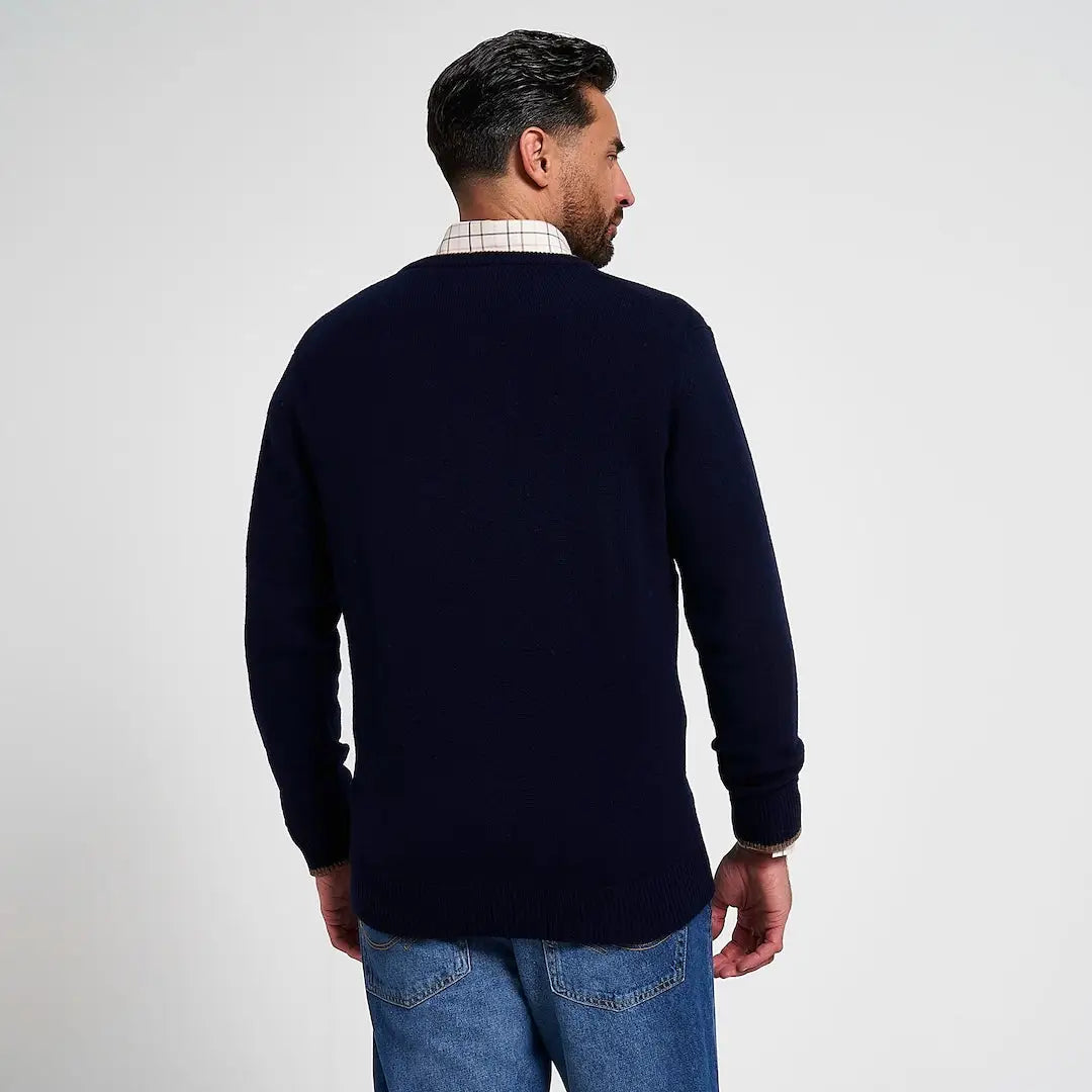 Jack Pyke Ashcombe navy blue lambswool crewknit pullover