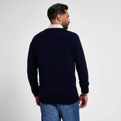 Jack Pyke Ashcombe navy blue lambswool crewknit pullover