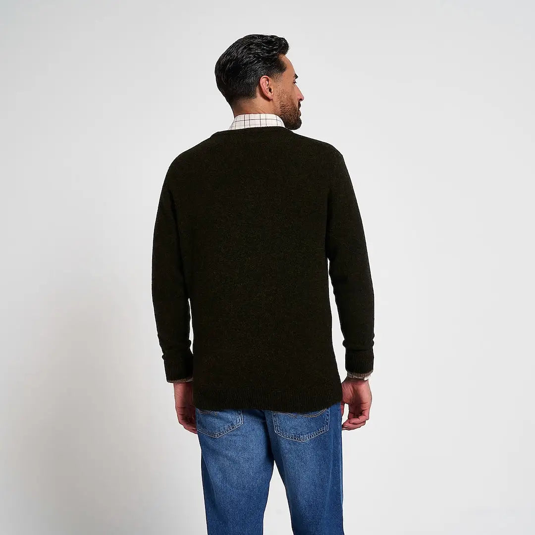 Jack Pyke Ashcombe lambswool crewknit pullover in dark olive green