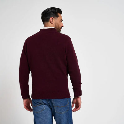 Jack Pyke Ashcombe lambwool zipknit pullover in maroon over collared shirt