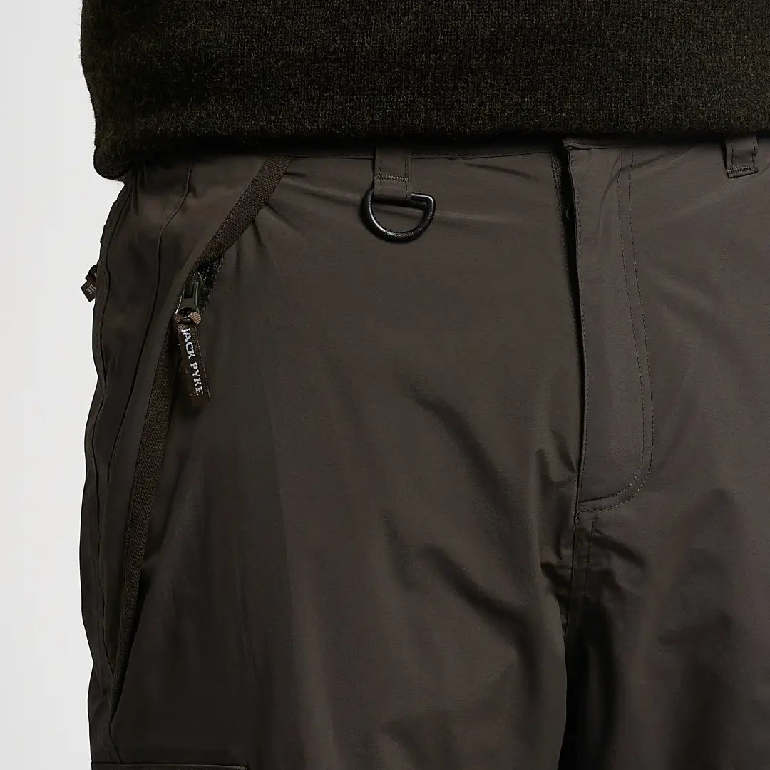 Jack Pyke Ashcombe dark gray technical pants with matte finish, two zipped pockets