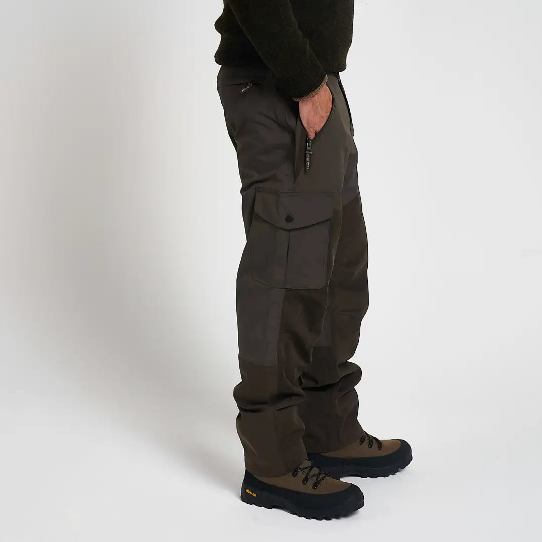 Jack Pyke Ashcombe dark olive cargo pants with two zipped pockets