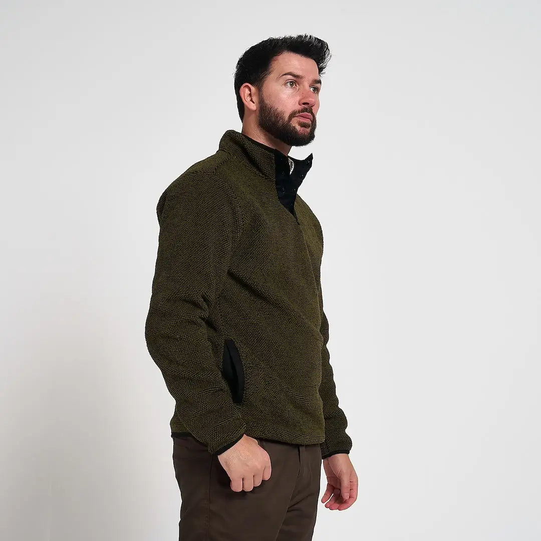 Jack Pyke Ashdown fleece: olive green textured jacket with black accents