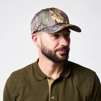 Jack Pyke panel baseball hat with camouflage pattern and curved brim