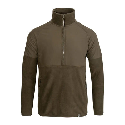 Men’s Jack Pyke Bleasdale two-tone olive green fleece pullover with half-zip front