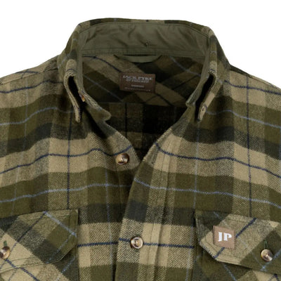 Green and tan plaid Jack Pyke Bleasdale Heavy Flannel Shirt for a stylish look
