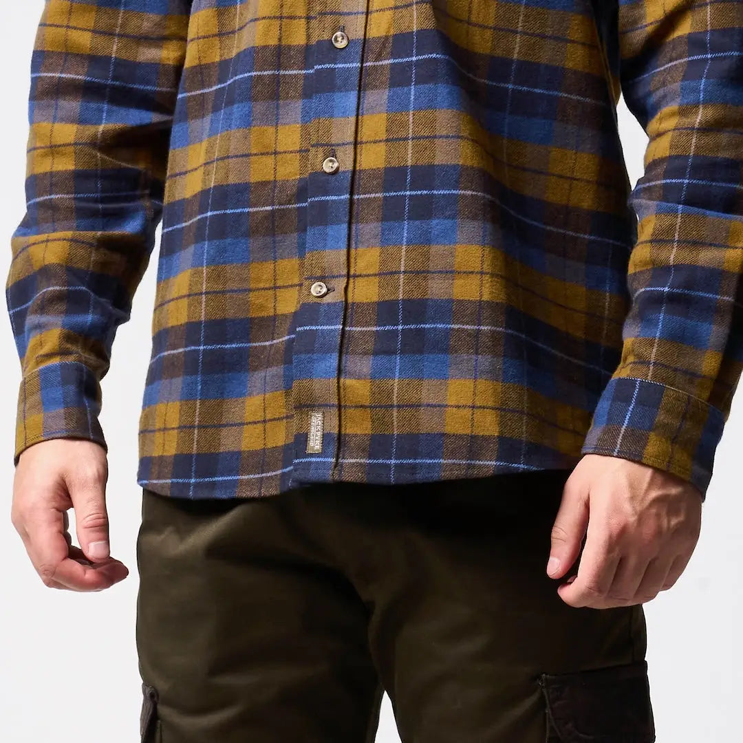 Jack Pyke Bleasdale Heavy Flannel Shirt in blue mustard plaid