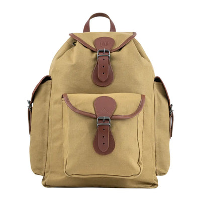 Vintage Jack Pyke canvas day pack in beige with leather accents