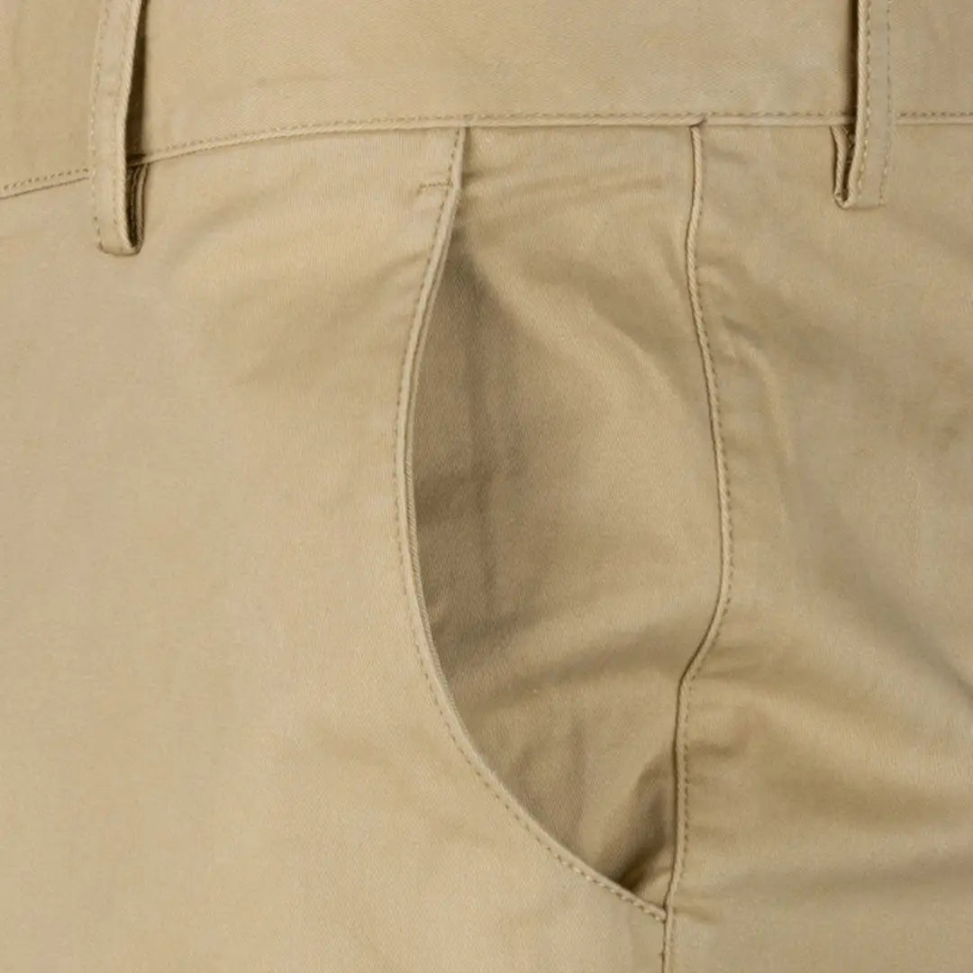 Khaki pants pocket on Jack Pyke Chino Trousers for a casual look