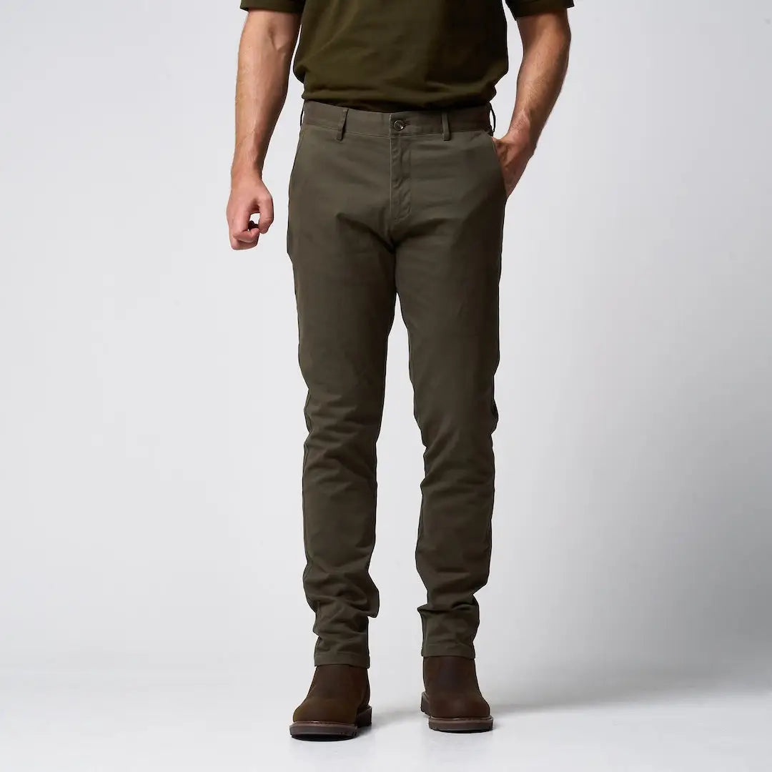 Slim fit olive green Jack Pyke chino trousers with belt loops