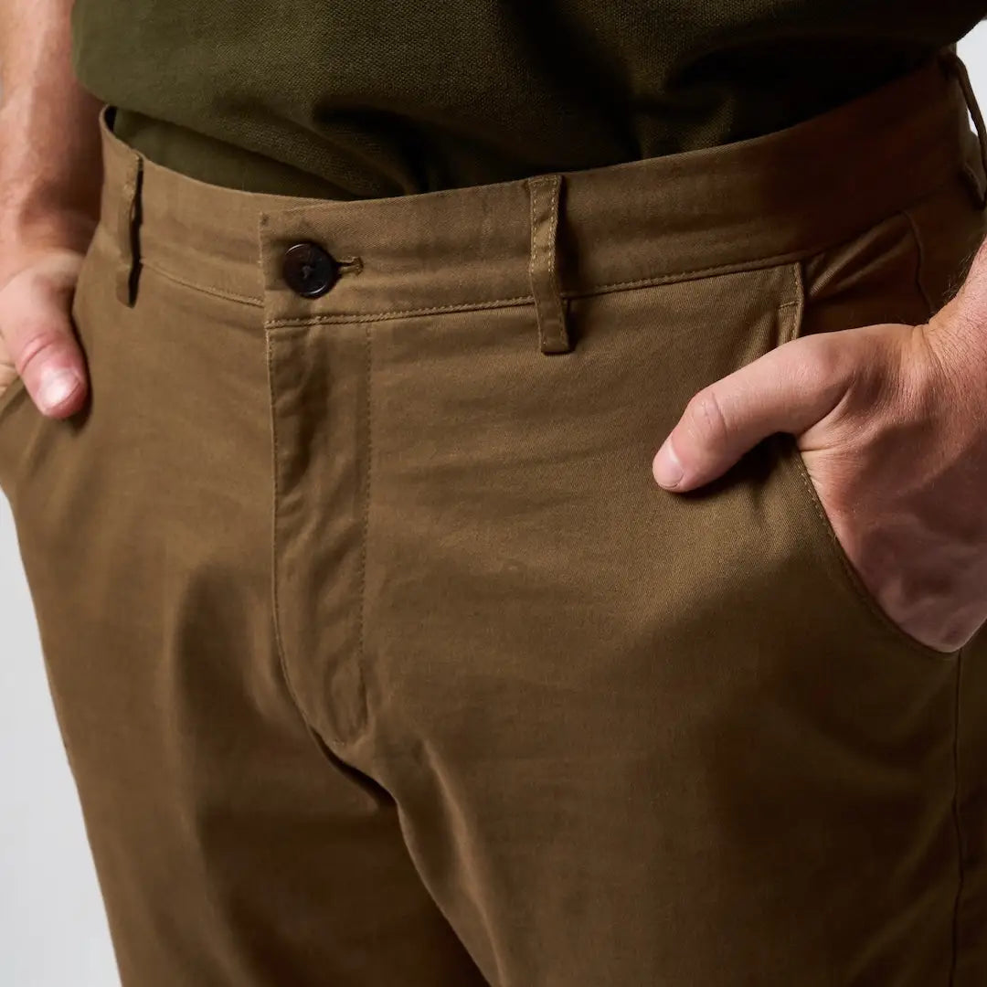 Khaki Jack Pyke chino trousers with button closure and stitching