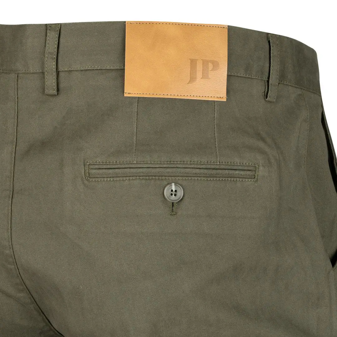 Olive green Jack Pyke Chino trousers with buttoned back pocket for a casual look