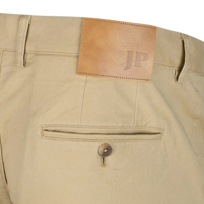 Jack Pyke Chino Trousers with khaki color and stylish leather patch detail