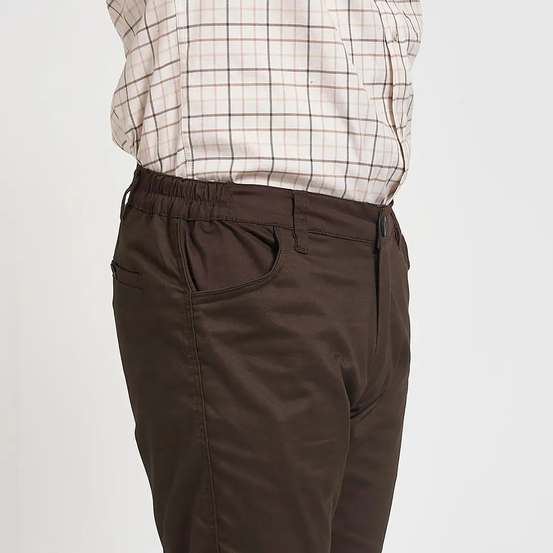 Jack Pyke cotton stretch trousers in brown with elastic waist