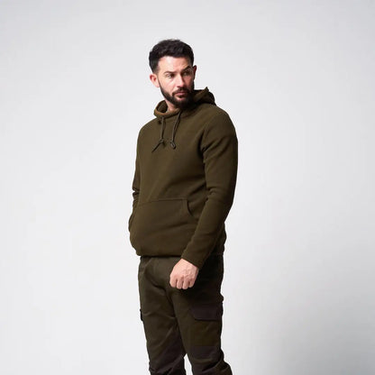 Jack Pyke Country Fleece Hoodie in olive green with hood and pocket