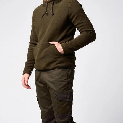 Jack Pyke Country Fleece Hoodie in olive green with drawstring hood