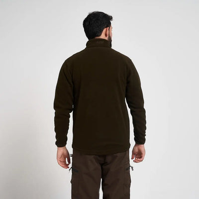 Dark olive green Jack Pyke Country Fleece Top with high collar and zip pockets