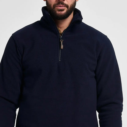 Jack Pyke Country Fleece Top: dark navy blue half-zip pullover