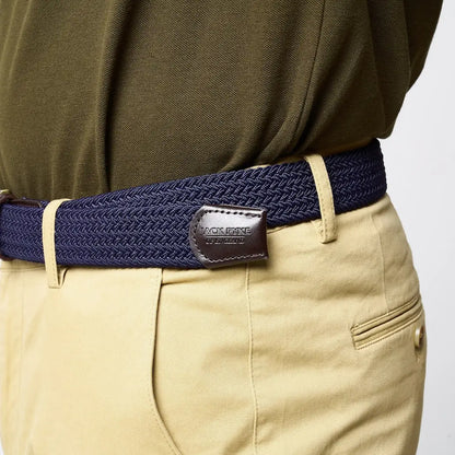 Navy blue Jack Pyke Countryman elasticated belt with brown leather tab