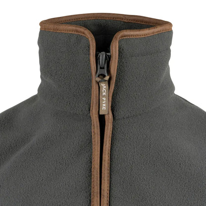 Dark grey Jack Pyke Countryman 300gsm micro fleece gilet with brown leather trim