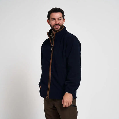 Jack Pyke Countryman fleece jacket in navy blue with brown zipper trim