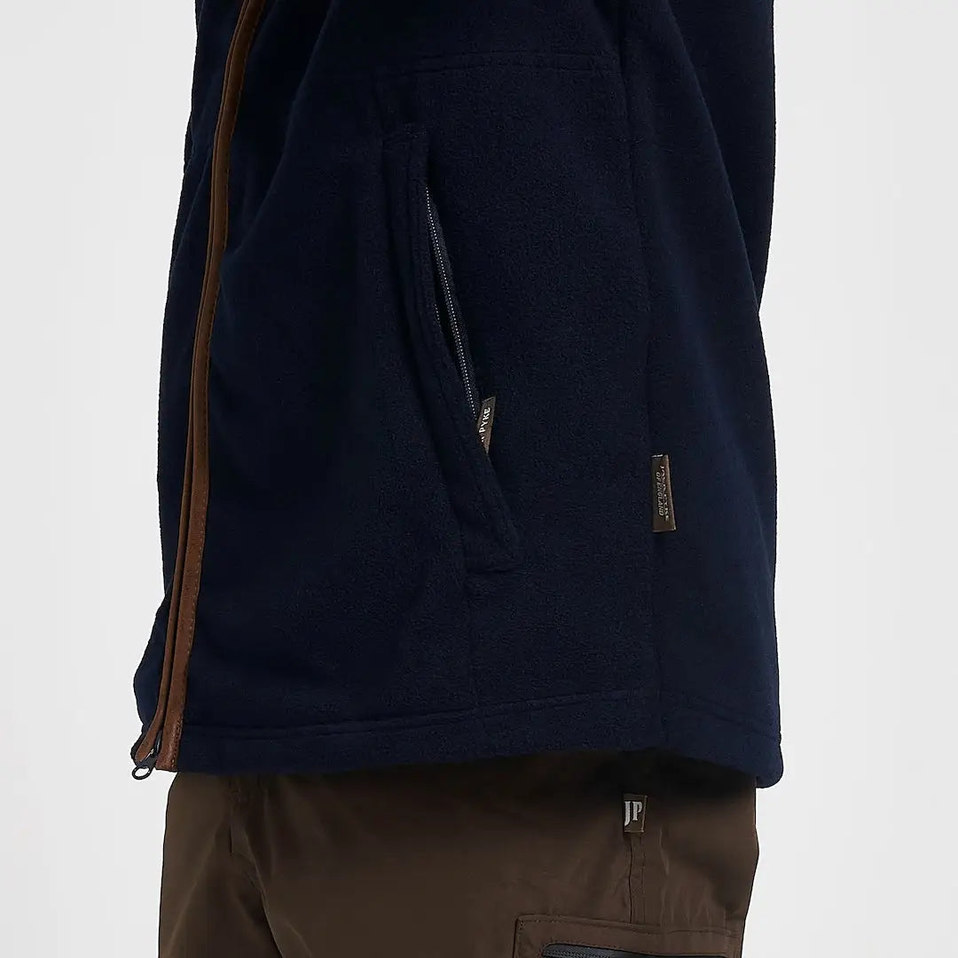 Jack Pyke Countryman fleece jacket in navy blue with brown zipper trim